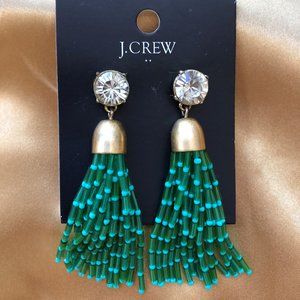 j crew tassel earrings green gold new